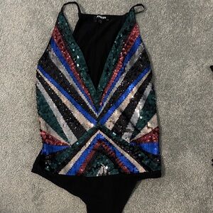 Express Multicolor Sequin Bodysuit